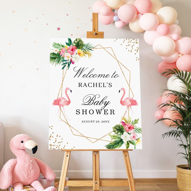 Póster Chicas gemelos Tropical Rótulo Baby Shower (Subido por el creador)