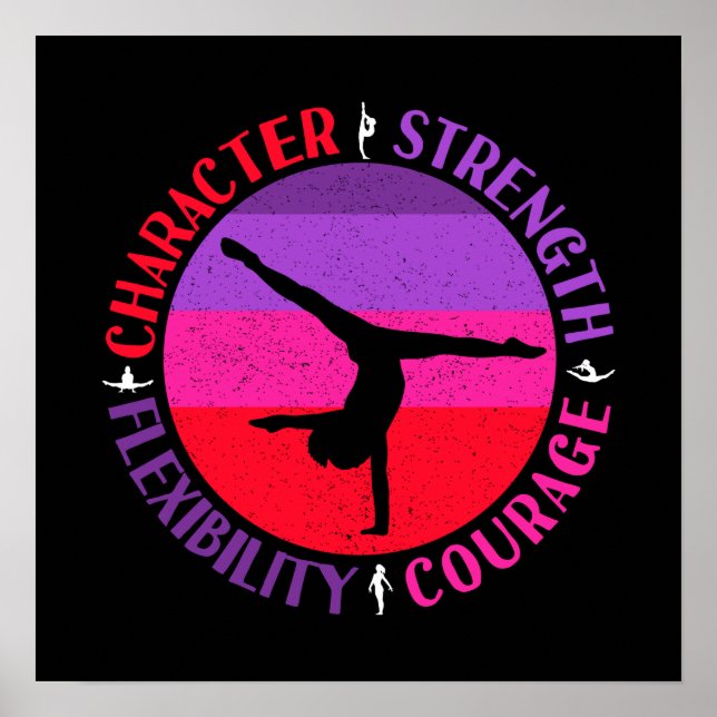 Póster Chicas Gimnasia Fuerza de caracteres Valor (Frente)