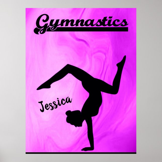 Póster Chicas Gimnasia Púrpura Swirl Personalizado (Frente)