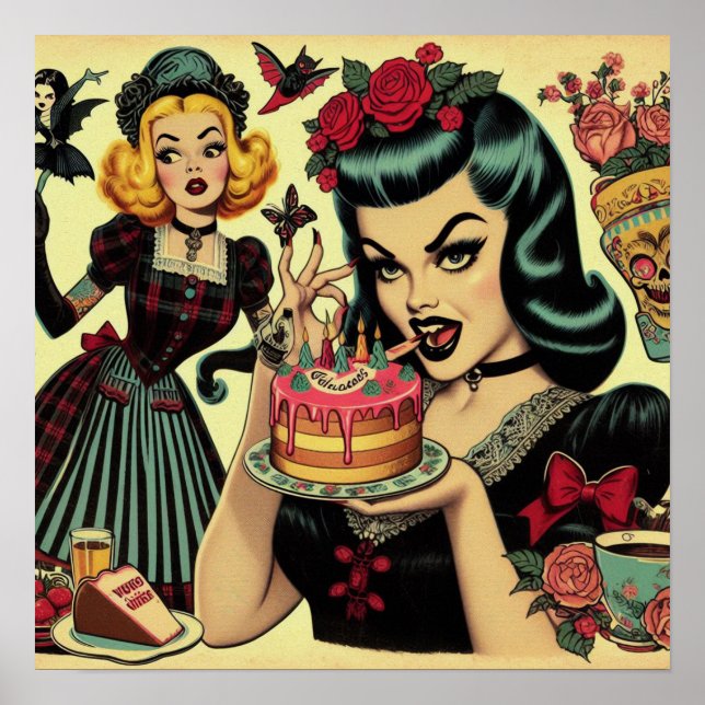 Póster Chicas góticos vintage (Frente)