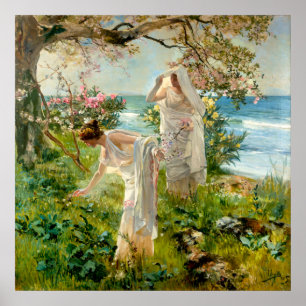 Póster Chicas griegos en la orilla, por Joaquín Sorolla