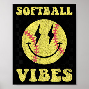 Póster Chicas Groovy Softball Vibes Smile Face