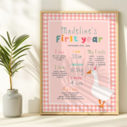 Póster Chicas Hito de primer año de ganso rosado