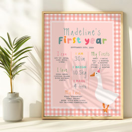 Póster Chicas Hito de primer año de ganso rosado