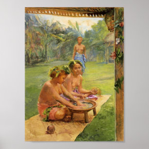 Póster Chicas jóvenes que elaboran Kava - el poster de