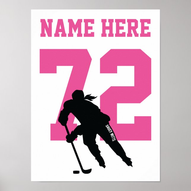 Póster Chicas Jugador de Hockey Personalizado Número de J (Frente)