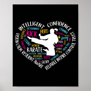 Póster Chicas Karate Corazón Adolescentes Artes Marciales