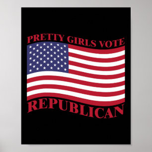 Póster Chicas Lindas Votan Republicano Usa Bandera Libert