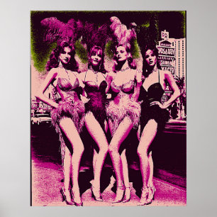 Póster Chicas malas Showgirl Rosa y Verde Risografía