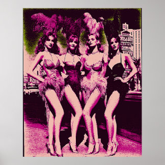 Póster Chicas malas Showgirl Rosa y Verde Risografía