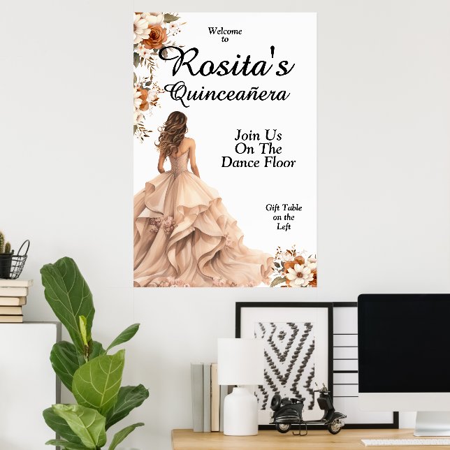 Póster Chicas Mexicanas Cumpleaños 15 Quinceañera (Oficina en casa)