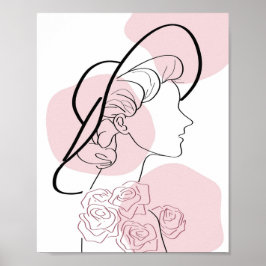 Póster Chicas minimalistas Rosas Mujeres Poster moderna