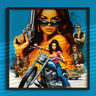 Póster Chicas Moteras Retro