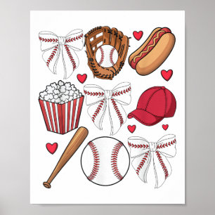 Póster Chicas mujeres de la Coqueta de Bow del Béisbol Ch