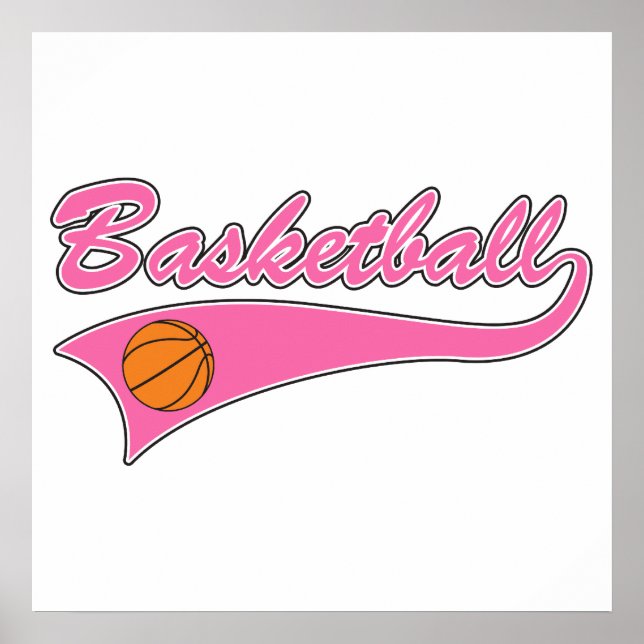Póster chicas mujeres rosadas con logo de baloncesto (Frente)