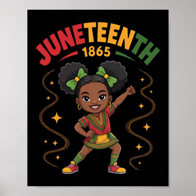 Póster Chicas negras con dab Juneteenth Reina de la piel  (Frente)