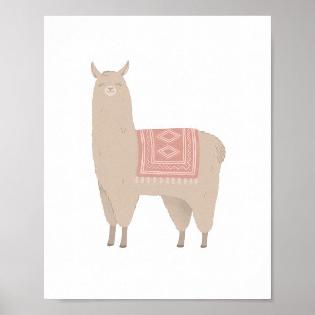 Póster Chicas Neutrales De Boho Llama Habitación Decoraci (Frente)