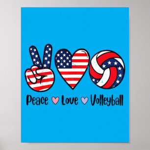 Póster Chicas Paz Amor Voleibol 4 de Julio Americano