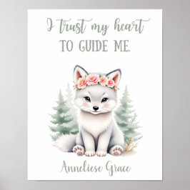 Póster Chicas personalizados Woodland Wolf Cita Nursery