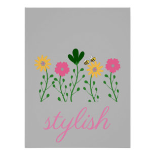 Póster Chicas Personalizares florales de primavera y vera