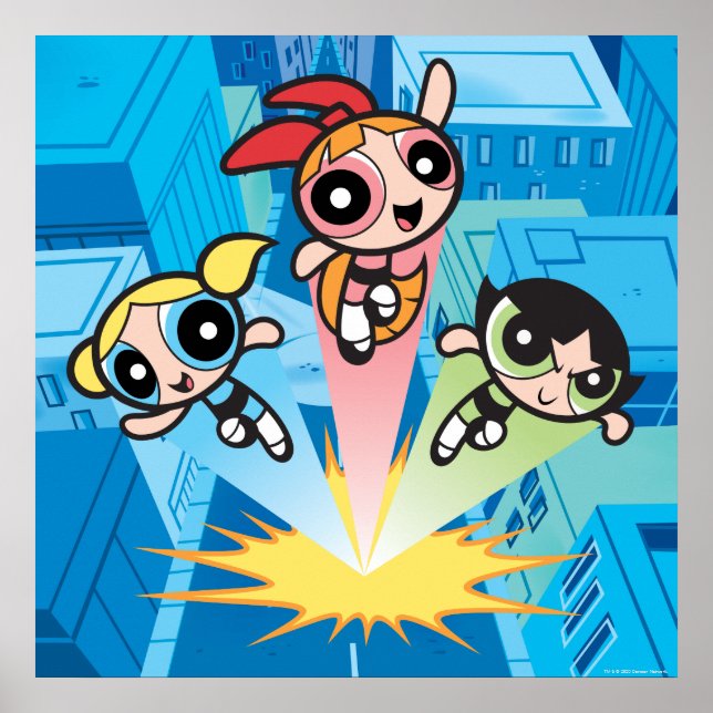Póster Chicas Powerpuff Lanzan Al Aire (Frente)