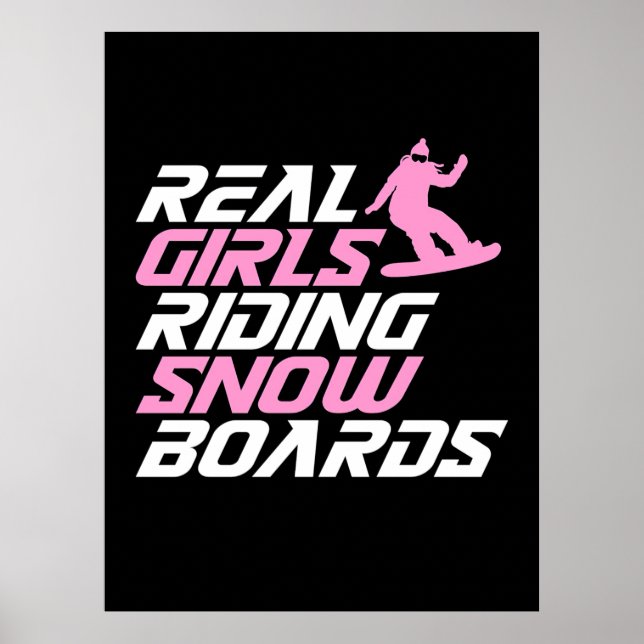 Póster Chicas reales montando tablas de nieve (Frente)