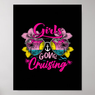 Póster Chicas Retro de Crucero de Vacaciones Divertidas