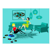 Chicas Retro Noche En Poster