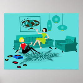 Póster Chicas Retro Noche En Poster