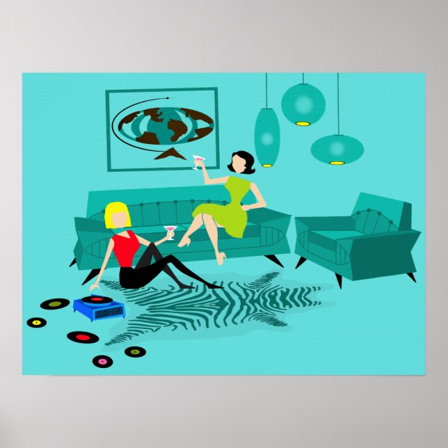 Póster Chicas Retro Noche En Poster (Frente)