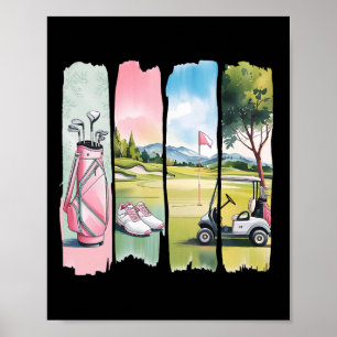 Póster Chicas Retro Preppy Golf Golfer Niños