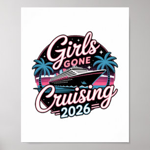 Póster Chicas Retro se van de Crucero Vacaciones de Cruce