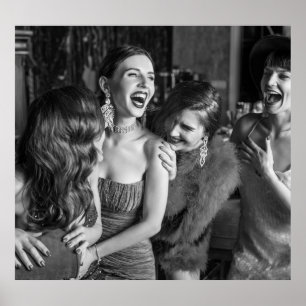 Póster Chicas risibles: elegante foto en blanco y negro