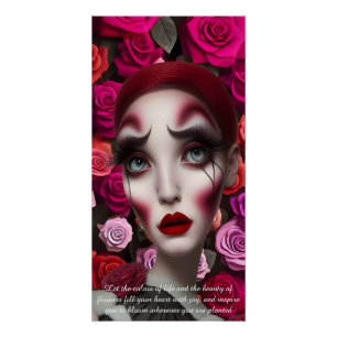 Póster Chicas rosa floral cúrcuma habitación arte mural