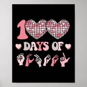 Póster Chicas Rótulo Idioma 100º Día De Equipo Escolar