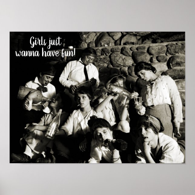 PÓSTER CHICAS SÓLO QUIEREN DIVERTIRSE DE BEBIDAS DE FIEST (Frente)