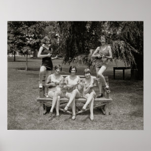 Póster Chicas tocando ukuleles, 1926. Foto antigua