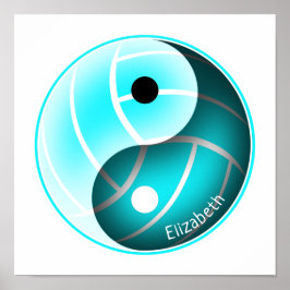 Póster chicas turquesa yin yang voleibol deportivo