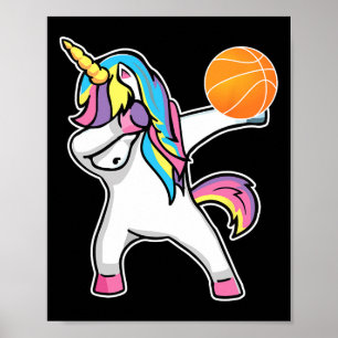 Póster Chicas Unicorn Dabbing Bysketbyll Jugador Fun Bbyl