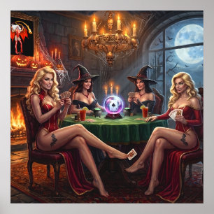Póster Chicas vampiro jugando póquer solo quieren diverti