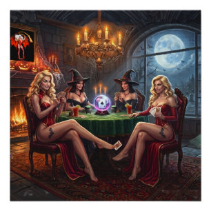 Póster Chicas vampiro jugando póquer solo quieren diverti