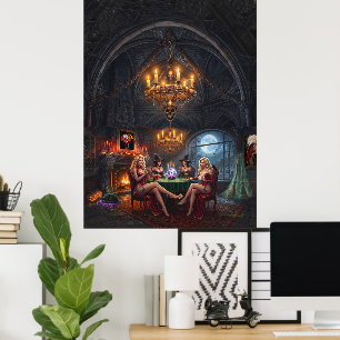 Póster Chicas vampiro jugando póquer solo quieren diverti