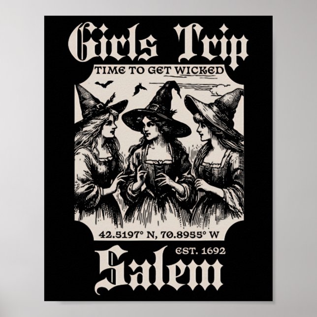 Póster Chicas Viajan Salem 1692 Perdieron A Una Bruja (Frente)