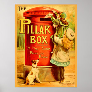 Póster Chicas Vintage Caja del Pilar Rojo Correo Postal A
