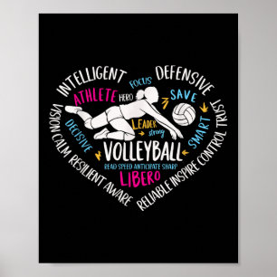 Póster Chicas Voleibol Libero Voley Corazón Para Adolesce