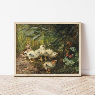 Póster Chicas y mariposa   Franz Xaver Birkinger