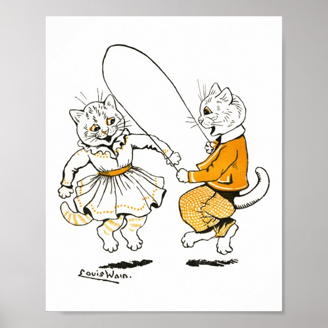 Póster Chicas y niños, Louis Wain (Frente)