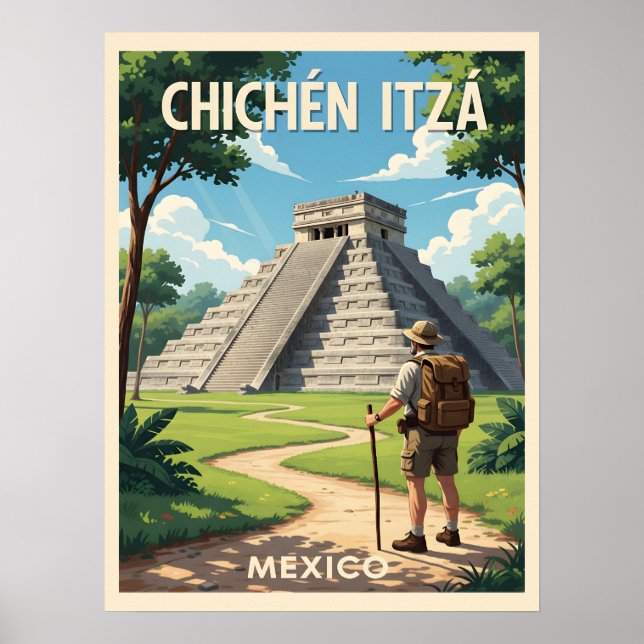 Póster Chichén Itzá México – Templo de Kukulcán (Frente)