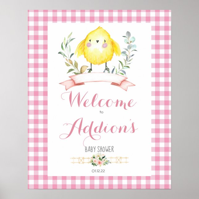 Póster chick chicken baby shower welcome poster (Frente)