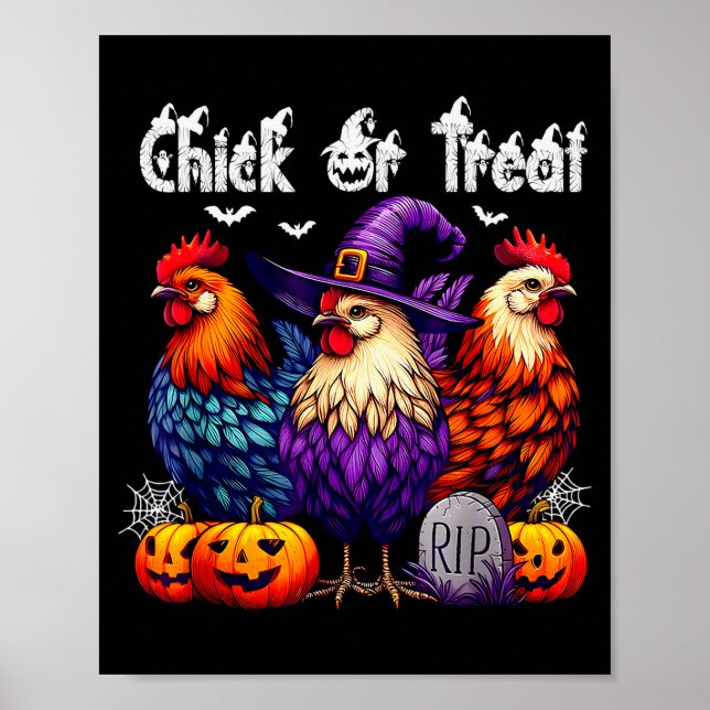 Póster Chick Or Treat Funny Halloween Witch Soky Cute Chi (Frente)